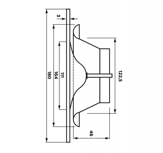 Анемостат со стеклянной внешней частью FOZA D 125 мм. Матовое стекло. Цвет Чёрный. RAL 9005